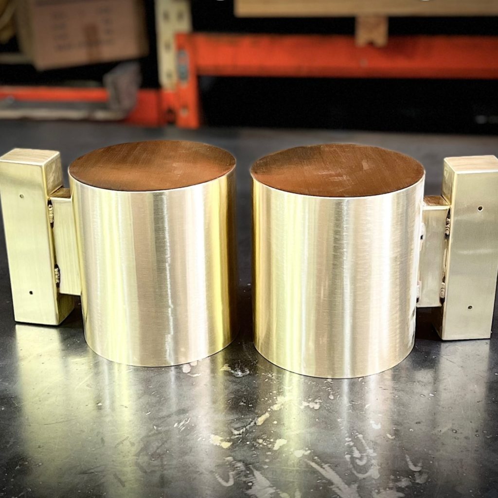 Brass lever handle installed